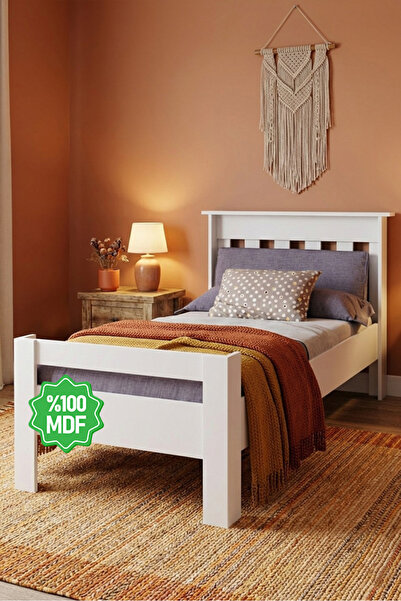 Ninnimo Still 90x190 Yatak Uyumlu Beyaz MDF Tek Kişilik Karyola MSTY-1 90X190