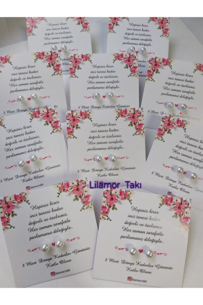 Lilamor 10 Adet 8 Mart Kadınlar Günü Hediyesi Inci Küpe