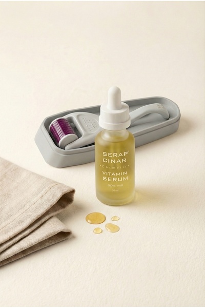 Serap Çınar Cosmetics Kaş & Saç Vitamin Serum 30ml + Profesyonel Dermaroller ...
