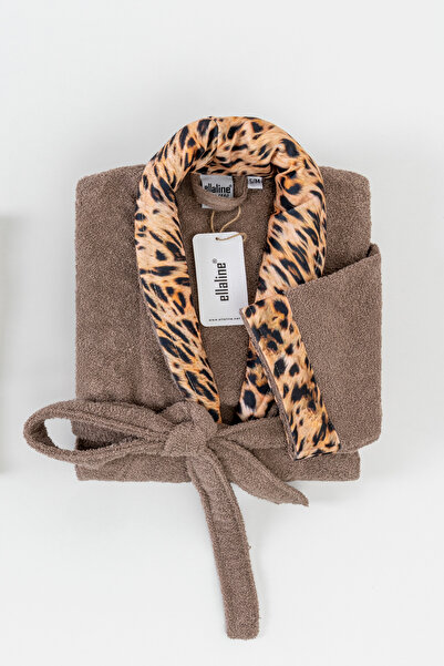 Ellaline imprimeu leopard Halat de baie bumbac 100% Certificat, halat de baie...