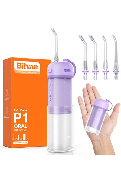 Bitvae جهاز تنظيف الأسنان المائي المحمول الصغير P1، لاسلكي، مقاوم للماء بمعيا...