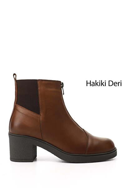 GÖNDERİ(R) Cizme de damă din piele naturală, cu fermoar antic, cu toc gros