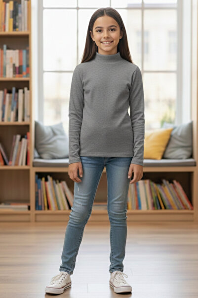 difa kids Pulover pentru copii Half Fisherman - Body cu mânecă lungă, gri mel...