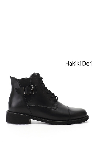 GÖNDERİ(R) Cizme negre de damă, cu fermoar, talpă din cauciuc, din piele natu...