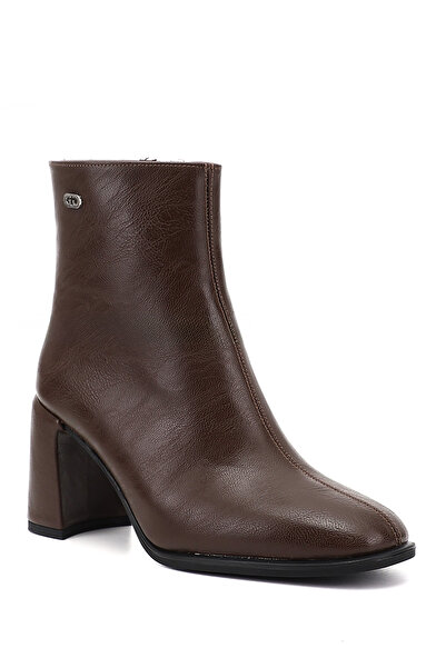 GÖNDERİ(R) Cizme de damă maro cu fermoar, cu vârf tocit, cu toc gros