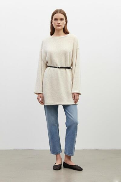 Puane Women's Soft Textured Knitwear Blouse-10776 - Stone