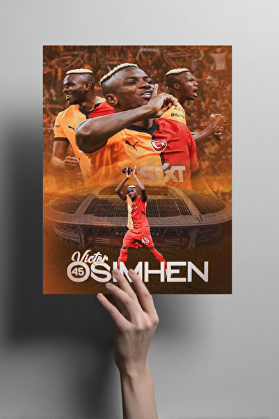 Genel Markalar Victor Osimhen 45 Numara Taraftar Metal Poster - Sarı Kırmızı ...