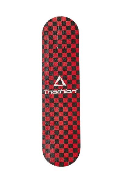 Triathlon T132 Tahta Kaykay 80 Cm Kırmızı Siyah Damalı - 80 X 20 Cm - Zımpara...
