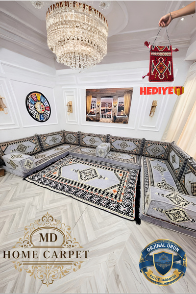 mdhomecarpet Şark Köşesi Takımı %100 Yerli Üretim | Özel Dokuma Kumaş | 10 cm...