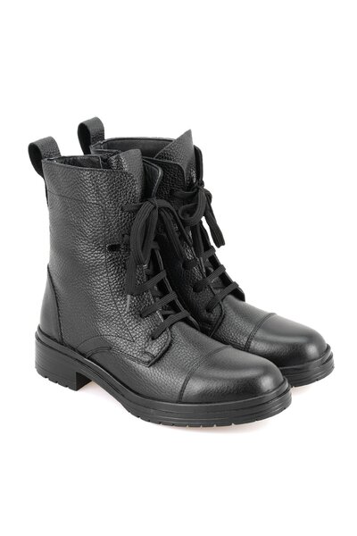 Desa Kadın Siyah Fermuarlı Deri Bot