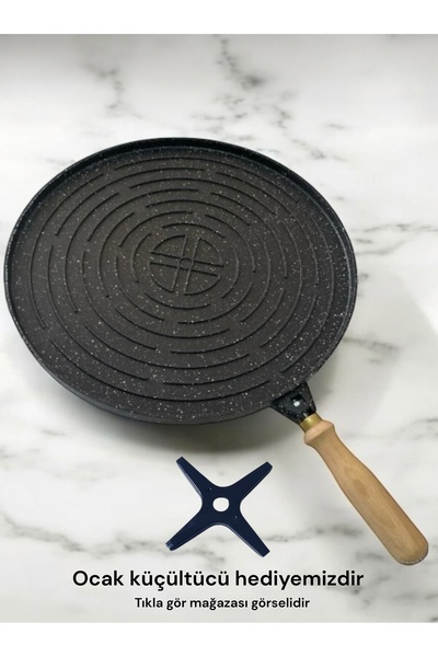 Ulutaş Çift taraflı granit döküm gözleme bazlama ızgara tava  pizza börek fır...