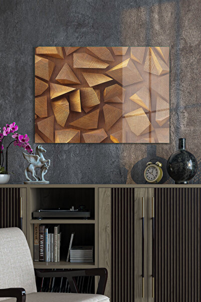 Decovetro Стъклена маса с геометричен дървен мотив