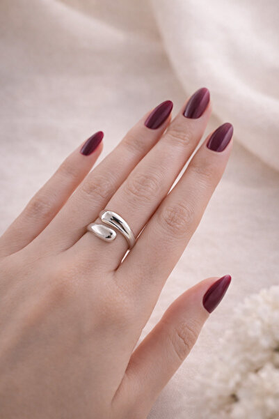 Glowy&Co. Duo Drop Gümüş Rengi Kararmaz Çelik Modern Yüzük