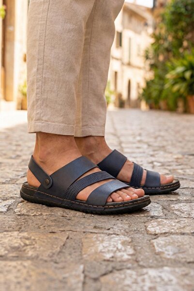 GEZER Summer Men's Faux Leather Comfortable Sole Sandals Slippers