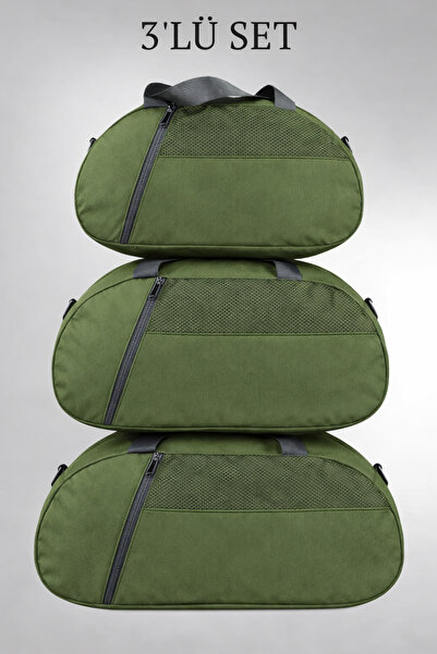 KAFF Valiză D Khaki cu 3 compartimente, cu buzunar frontal, curea de umăr reg...