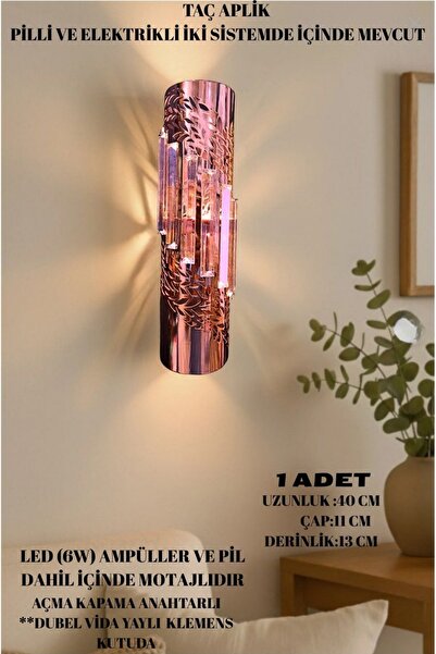 shop Star Modern Rose Gümüş Pilli ve Elektirikli Günışığı Ledli Duvar Apliği ...