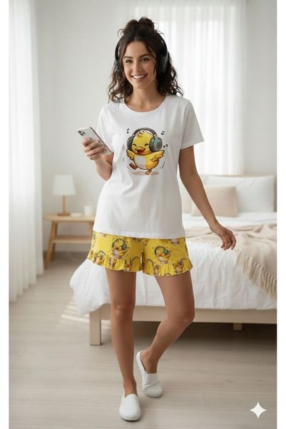 kuzey homewear Civciv Short Sleeve Shorts Set