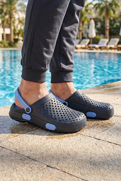 GEZER Yazlık Islak Zemine Uygun Ev Bahçe Banyo Hastane Sabo Erkek Terlik Sand...