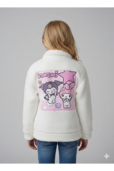 Pıtırkids Kız Çocuk Kuromi Baskılı Peluş Ceket Yumuşak Dokulu Kışlık