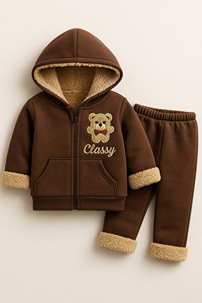 CLASSY.MODA Σετ παιδικό χειμερινό φούτερ με κουκούλα και φούτερ με λεπτομέρει...