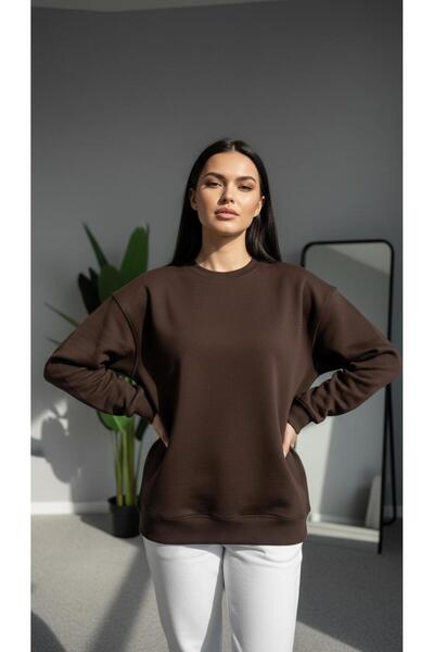 TrendModessa Υπερμεγέθης φούτερ με φαρδιά γραμμή και λαιμόκοψη ποδηλάτου, απλ...