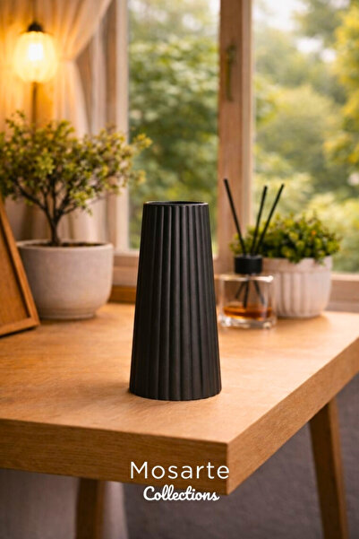 Mosarte مزهرية زخرفية حديثة بتصميم مضلع ومحزز