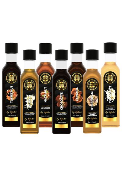 By Tüfekçi Kahve Şurubu 7’li Set | Yoğun Formül, Yüksek Aroma (7x60 ml) + 1 Adet Hediye
