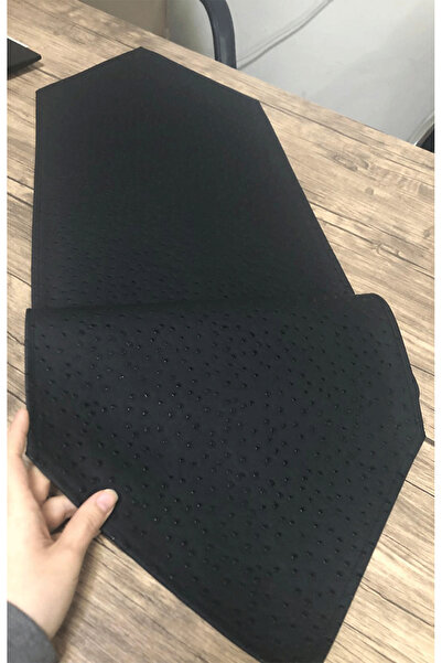 turkanlarhome Runner decorativ din piele neagră cu model 115x33 cm