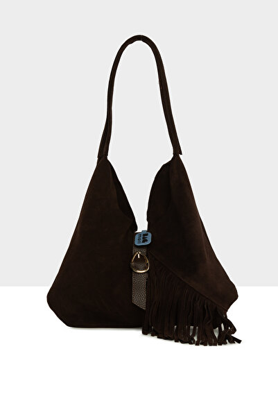 Bagmori Brown Women's Genuine Suede Leather Buckle Tassel Large Casual Bag M0...