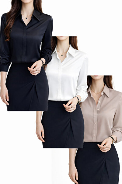 TRENDBUTİKOFFİCİAL Πουκάμισο από ύφασμα κρεπ Ντουμπάι 3 ΤΕΜΑΧΙΑ ΣΥΝΔΥΑΣΜΟΣ