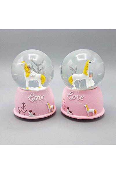 Skygo Mini Işıklı Sevimli Atlı Kız Kar Küresi