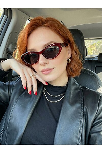 funeyes نظارات شمسية رائعة من نوع Bordo CAt eye ذات زجاج أسود رائجة لعام 2025