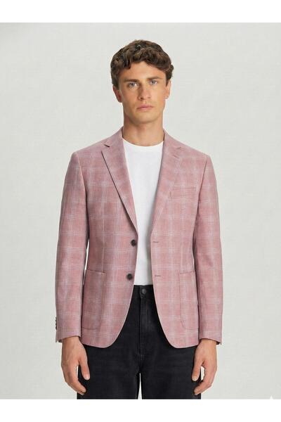 Sabri Özel Mono Yaka Pamuk Karışımlı Blazer Erkek Ceket Kiremit