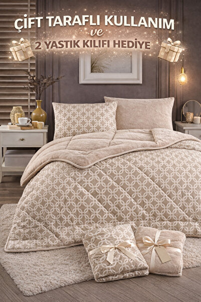 SUVAY Double Welsoft Quilt |   2 Pillowcases with Gift, Double Sided - Beige ...