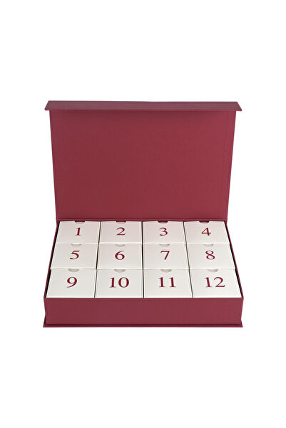 BALEZA 12 li Mıknatıslı Boş Advent Calendar Kutusu - Bordo / 12’li Hediye Kutusu