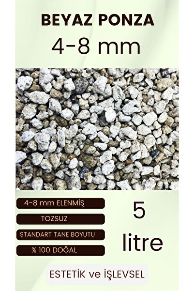 MF Botanik 4-8 Mm Ponza Taşı 5 Litre Volkanik Ponza Taşı Tarım Pomzası 5 Lt P...