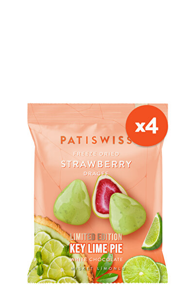 Patiswiss Beyaz Çikolatalı Misket Limonlu Çilek Draje, 50g X 4 Adet