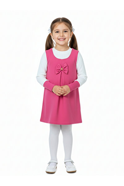 MİSS MİYA Vivid Pink Bow Detail Dress(3-7 Years)