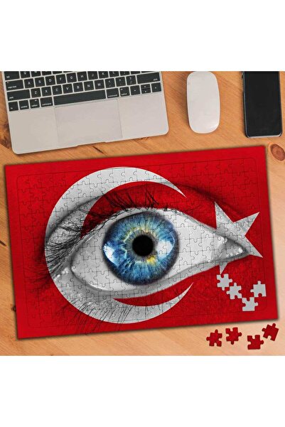 Genel Markalar Türk Bayraklı Mavi Göz 240 Parça Puzzle Yapboz Tablo-108867762