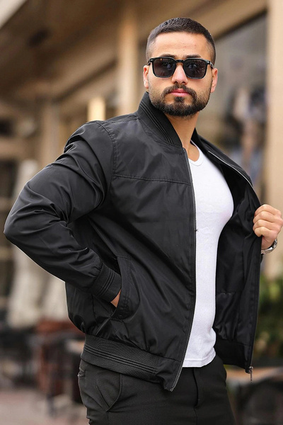 LUGMO Jachetă de primăvară cu guler colegiu pentru bărbați Jachetă sezonieră ...