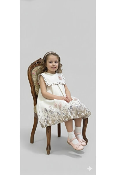 gmax A girl's dress with an elegant touch, adorned with embroidery and raised...
