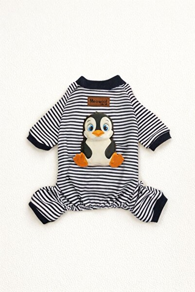 meowuf Küçük Ve Orta Irk Köpekler Için Lacivert Penguen Penye Köpek Tulumu