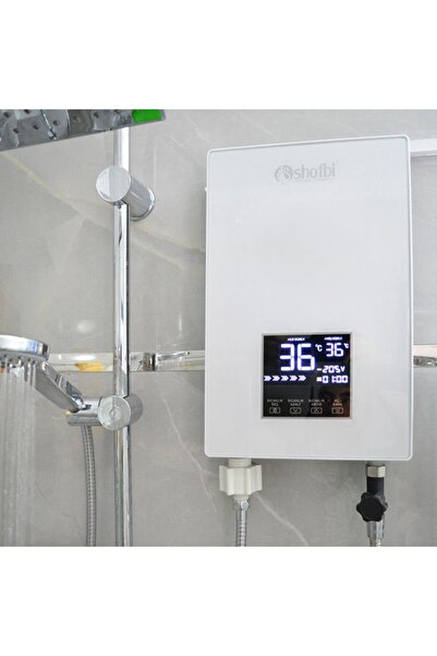 shofbi Akıllı Dijital Sıcaklık Ayarlı Şofben Sh-3B beyaz klasik düz