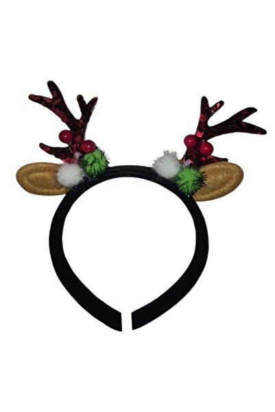 partidolu Kulaklı Geyik Boynuzu Şekilli Renkli Pıllu Kokinalı Yılbaşı Tacı No...