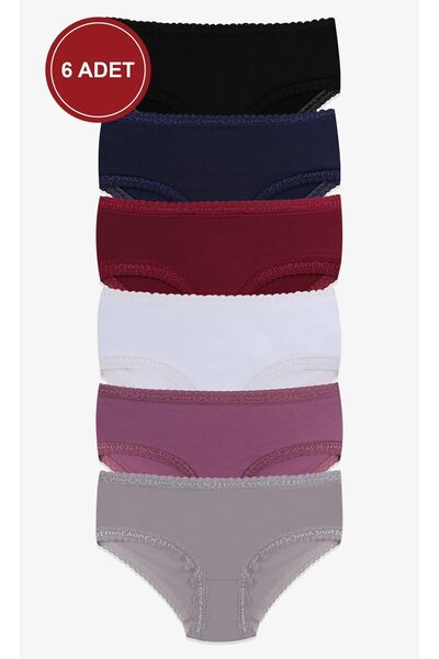 koza iç giyim Chiloți din bumbac cu dantelă, 6 bucăți