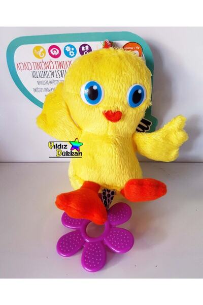 YıldızDükkan Çınçınlı Peluş Oyuncak Civciv Dişlik Dönence Aksesuarı Oyun Arka...