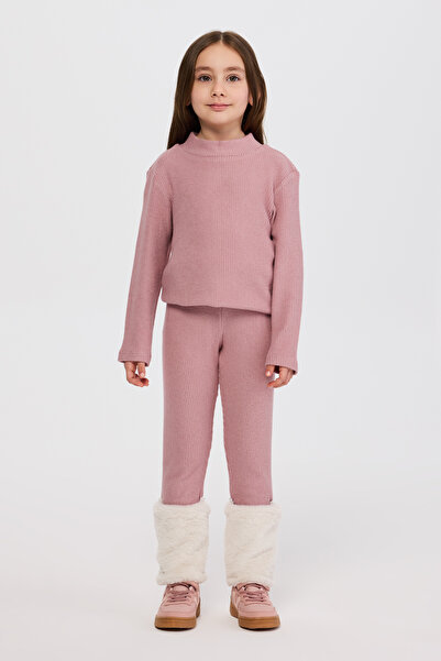 Panço Kız Çocuk Beli Lastikli Paçası Tak Çıkar Kürk Detaylı Yumuşak Dokulu Pe...