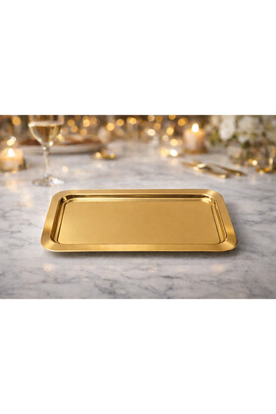 FABRIONA Shiny Silver/Gold Color 2-Piece Luxury Short Baton Tray 14X24 cm – T...