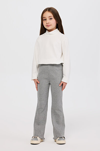 Panço Kız Çocuk Bol Paça Gri Tayt