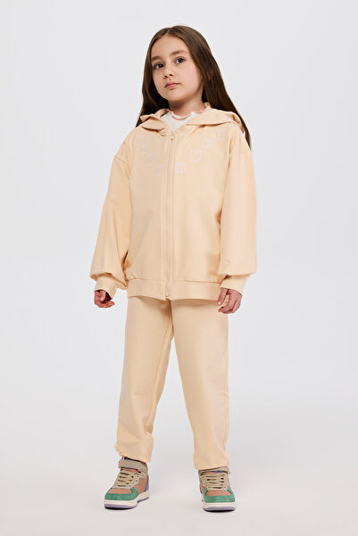 Panço Kız Çocuk Fermuarlı Somon Sweatshirt